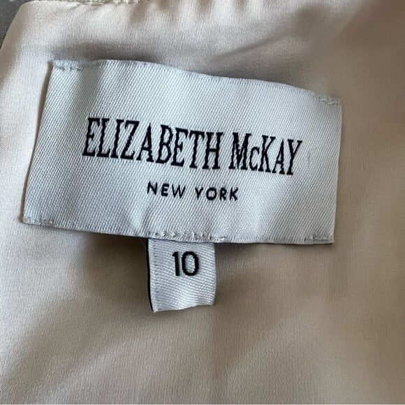 Elizabeth McKay New York Wool Fit & Flare Midi Dress Cream Textured Belted Size - Picture 9 of 11